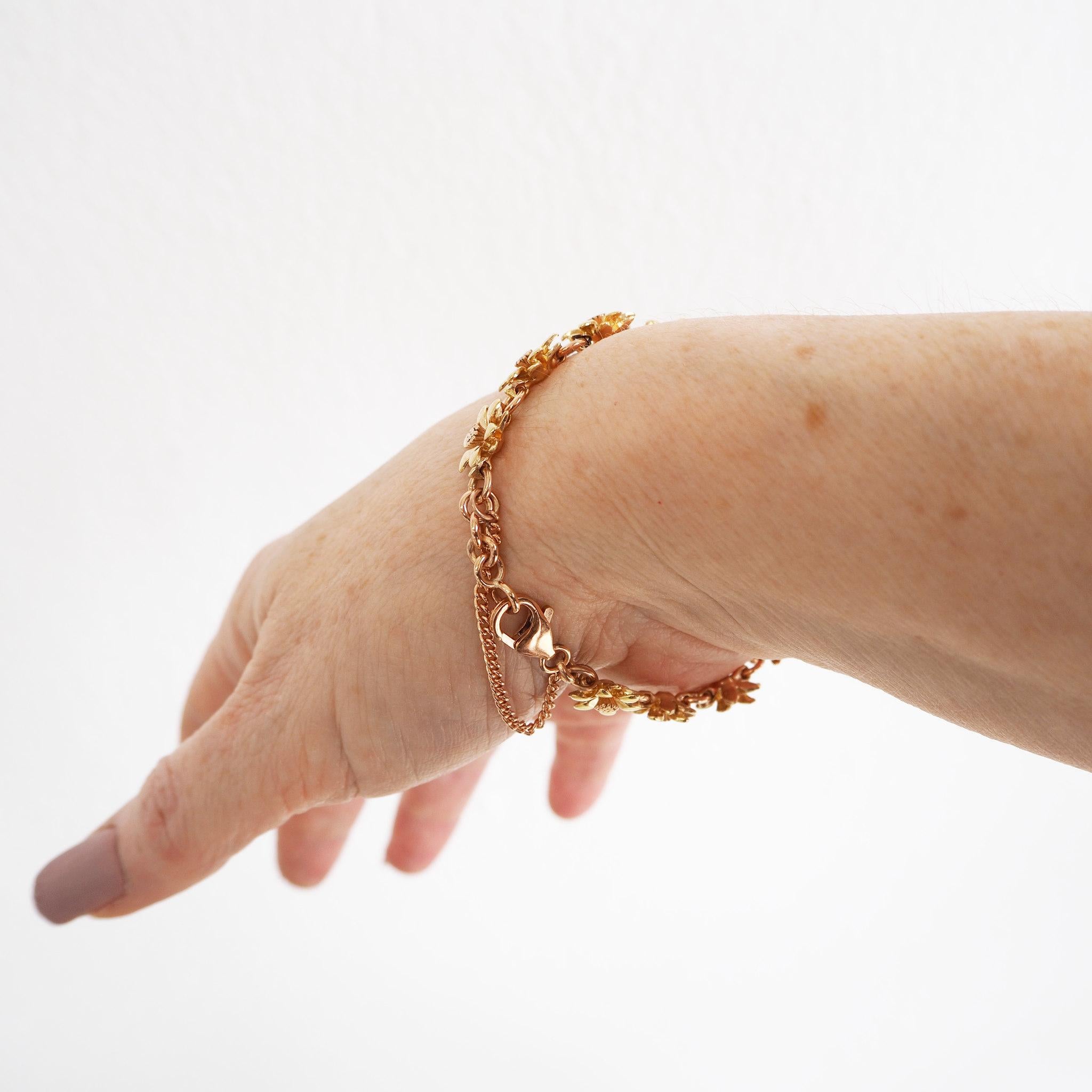 Blumenarmband aus Gelb- und Roségold Damen im Angebot