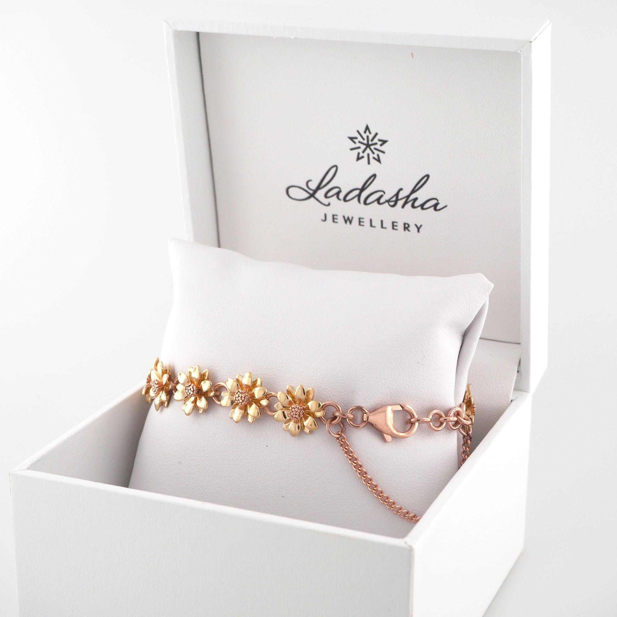 Blumenarmband aus Gelb- und Roségold im Angebot 1