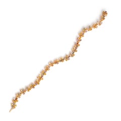 Flower Bracelet yellow gold set with diamonds