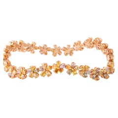 Flower Bracelet yellow gold set with diamonds
