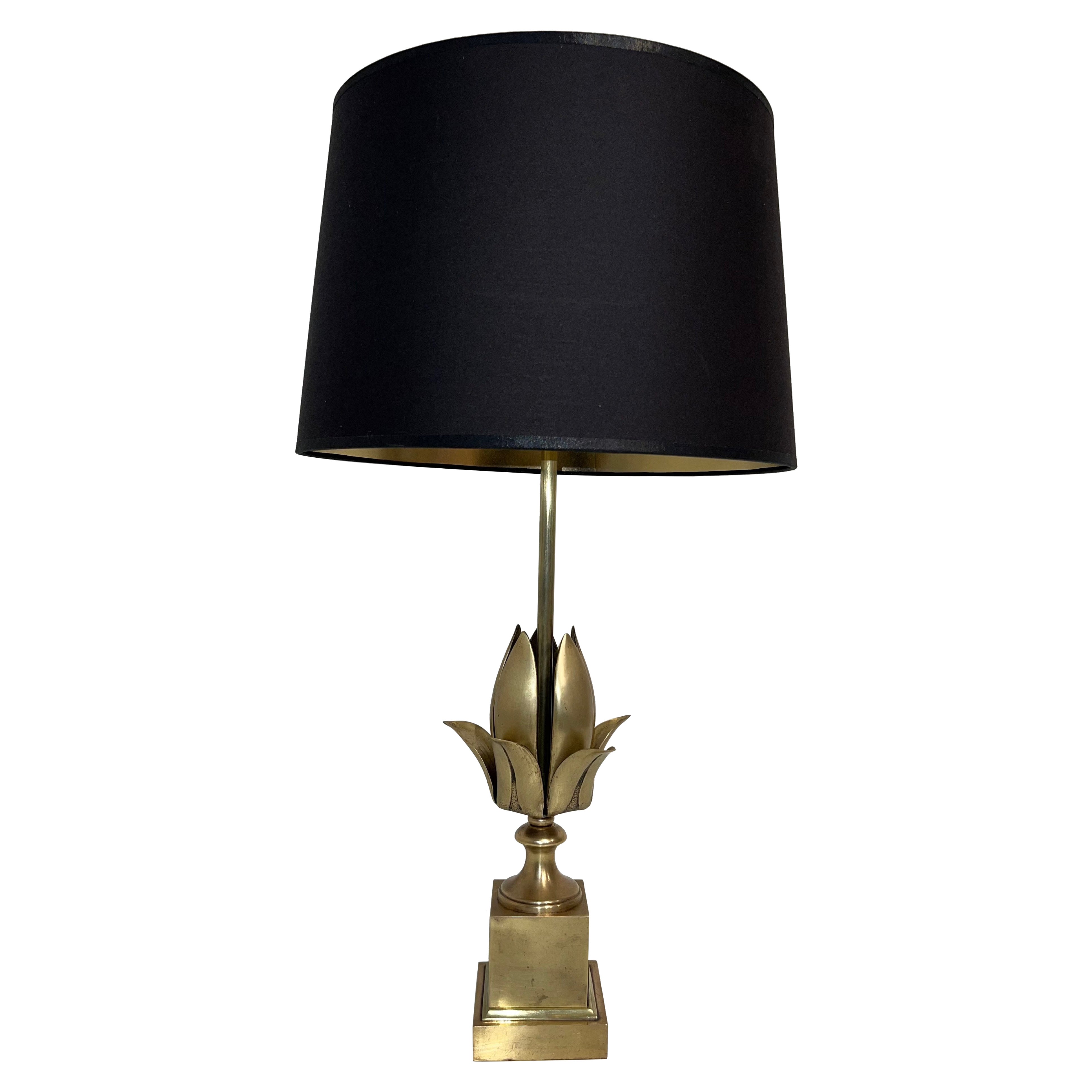 Flower Brass Table Lamp in the style of Maison Charles. Circa 1970