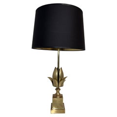 Flower Brass Table Lamp in the style of Maison Charles. Circa 1970