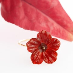 Flower Briown Agate 9 Karat Gold Intini Jewels Handmade Italian Cocktail Ring