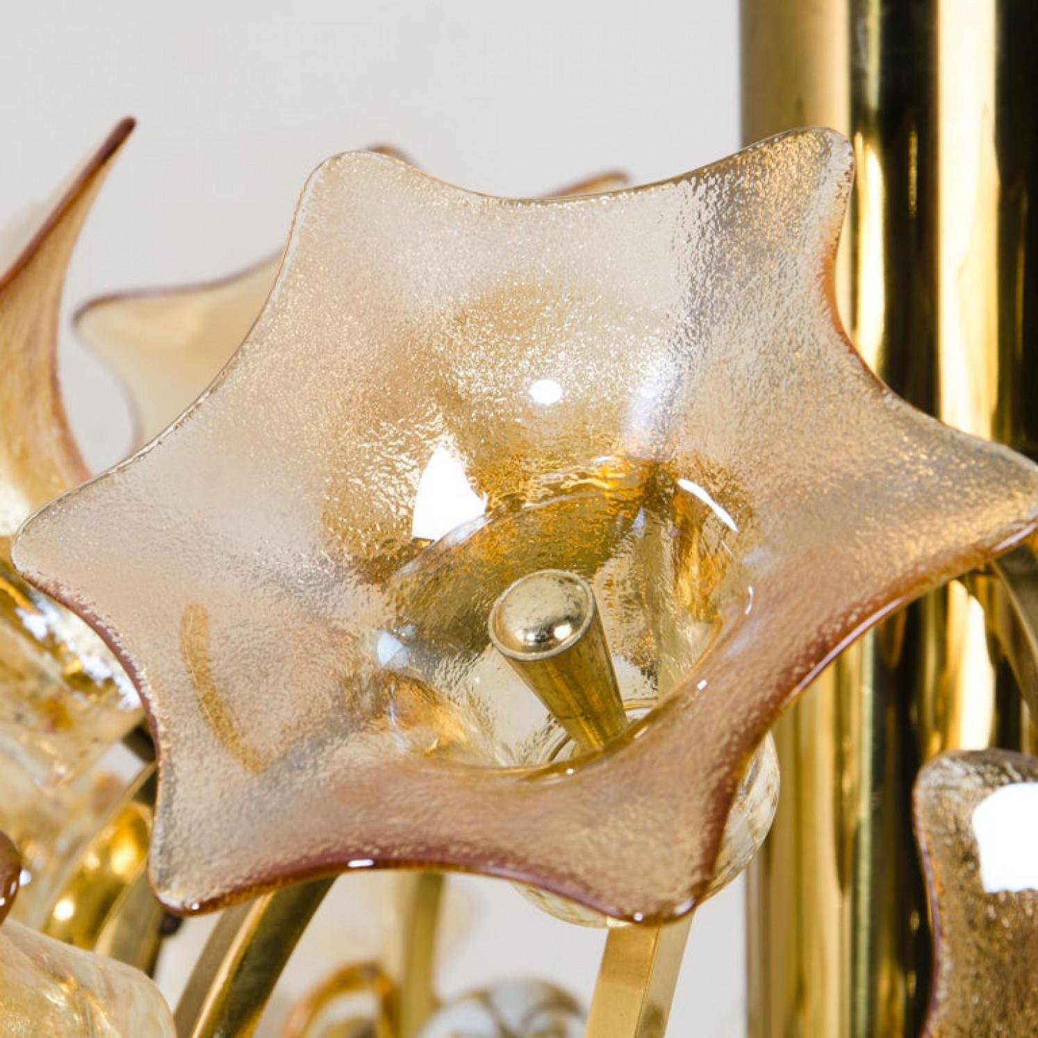 Other Flower Bulb Murano Glass Brass Sputnik by Simon & Schelle, 1970 For Sale