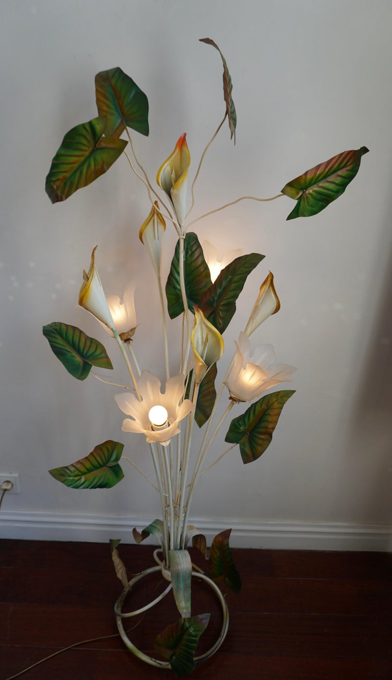 Hollywood Regency Flower Bunch Floral Floor Lamp, Italy, 1970s For Sale