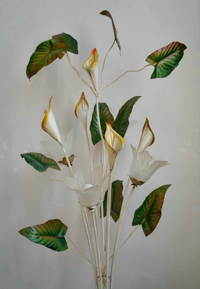 Painted Flower Bunch Floral Floor Lamp, Italy, 1970s For Sale