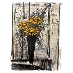 Blumenblume von Bernard Buffet Original Lithographie Signiert im Stein mit COA