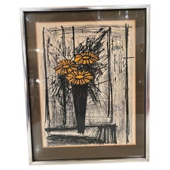 Blumenblume von Bernard Buffet Original Lithographie Signiert im Stein mit COA