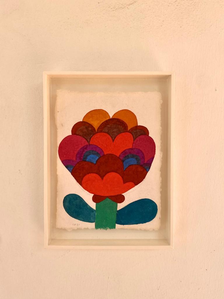 Fleur de Caroline Rennequin 2021, gouache sur papier indien fait main en vente 5