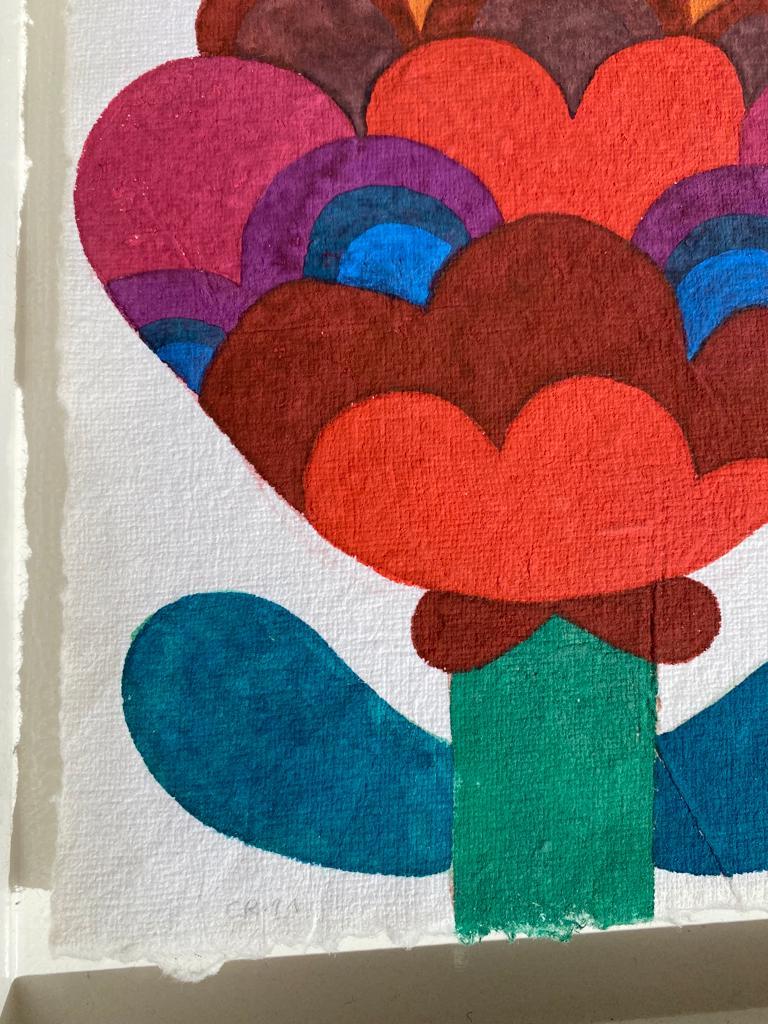 Flower by Caroline Rennequin 2021 Gouache on Handmade Indian Paper For Sale 8