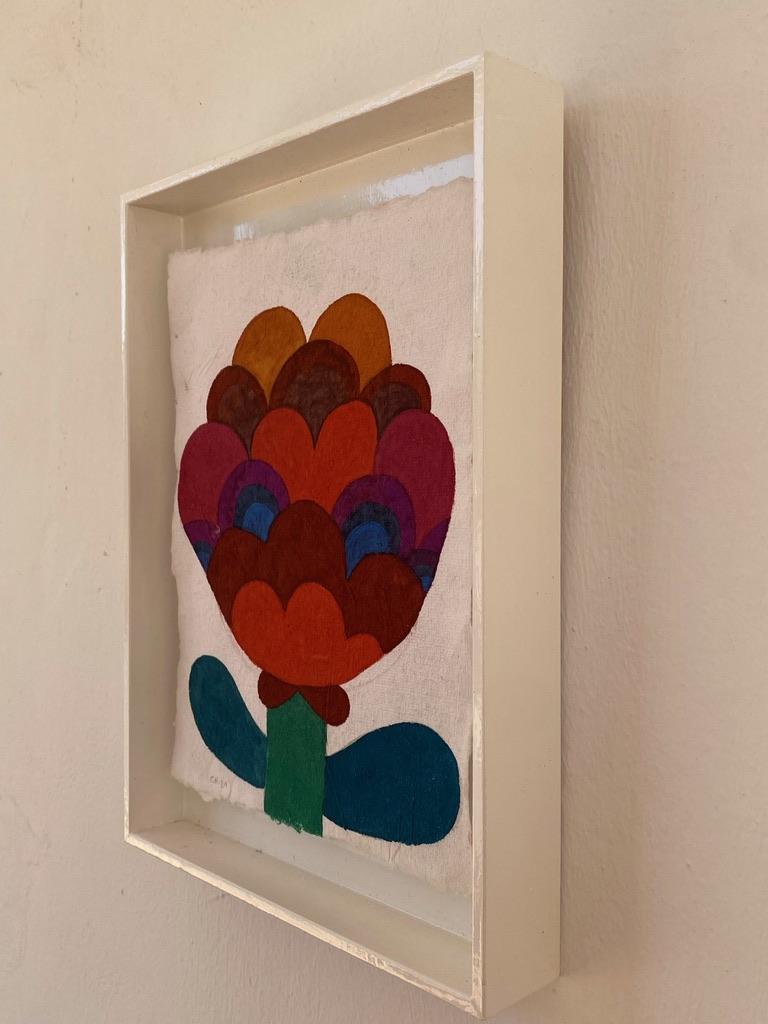 Flower by Caroline Rennequin 2021 Gouache on Handmade Indian Paper In New Condition For Sale In Santa Gertrudis, Baleares