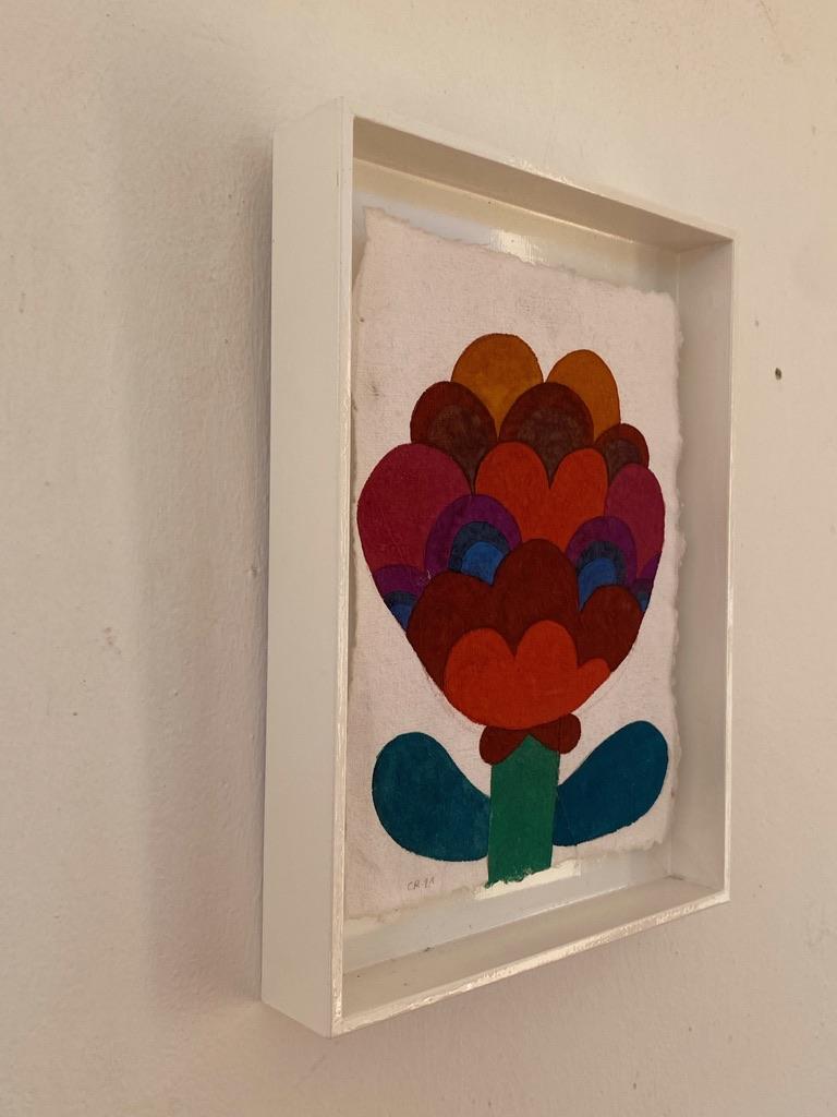 Plywood Flower by Caroline Rennequin 2021 Gouache on Handmade Indian Paper For Sale