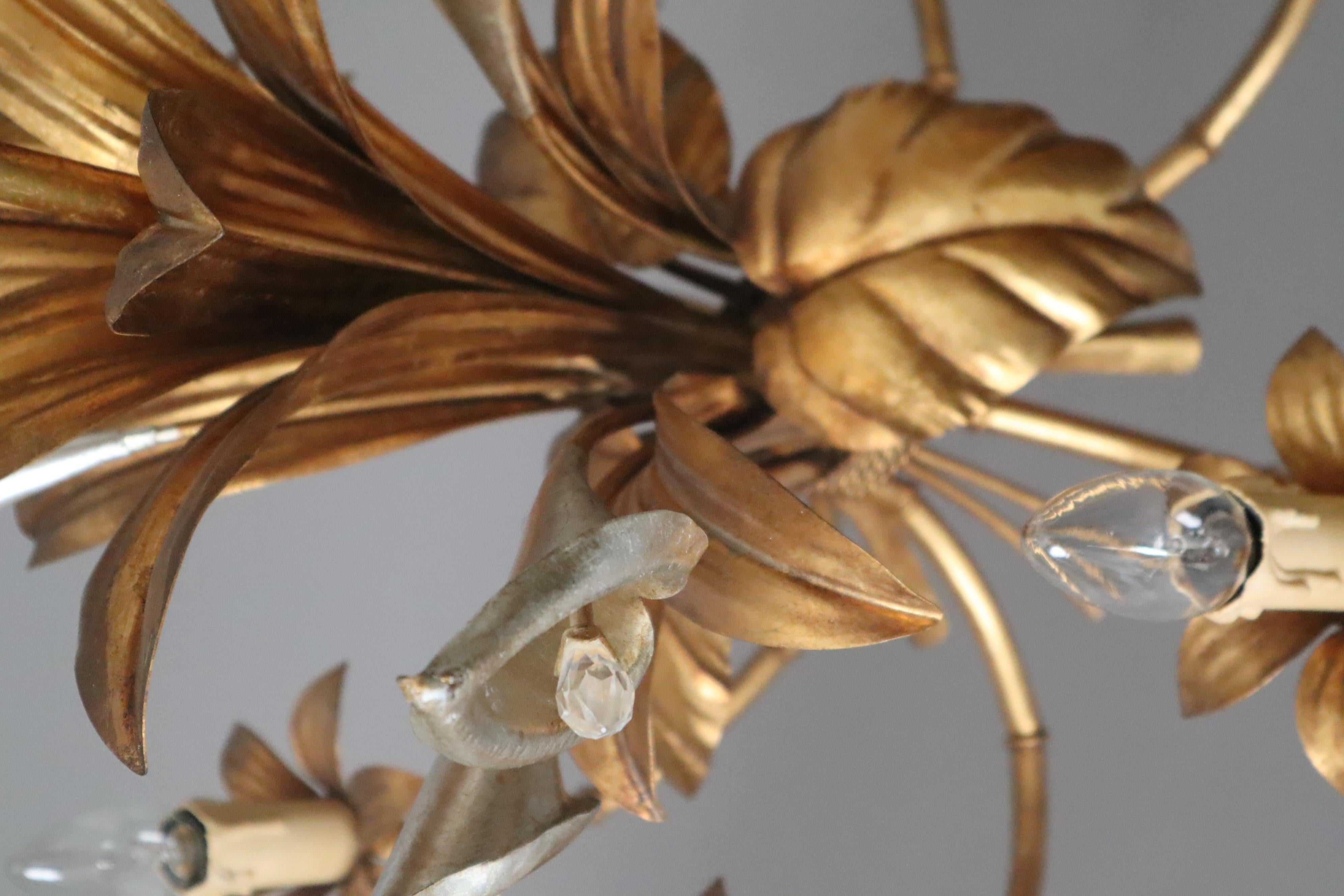 Araña Flower Calla Lilly en oro, años 70, de Hans Kögl en venta 3