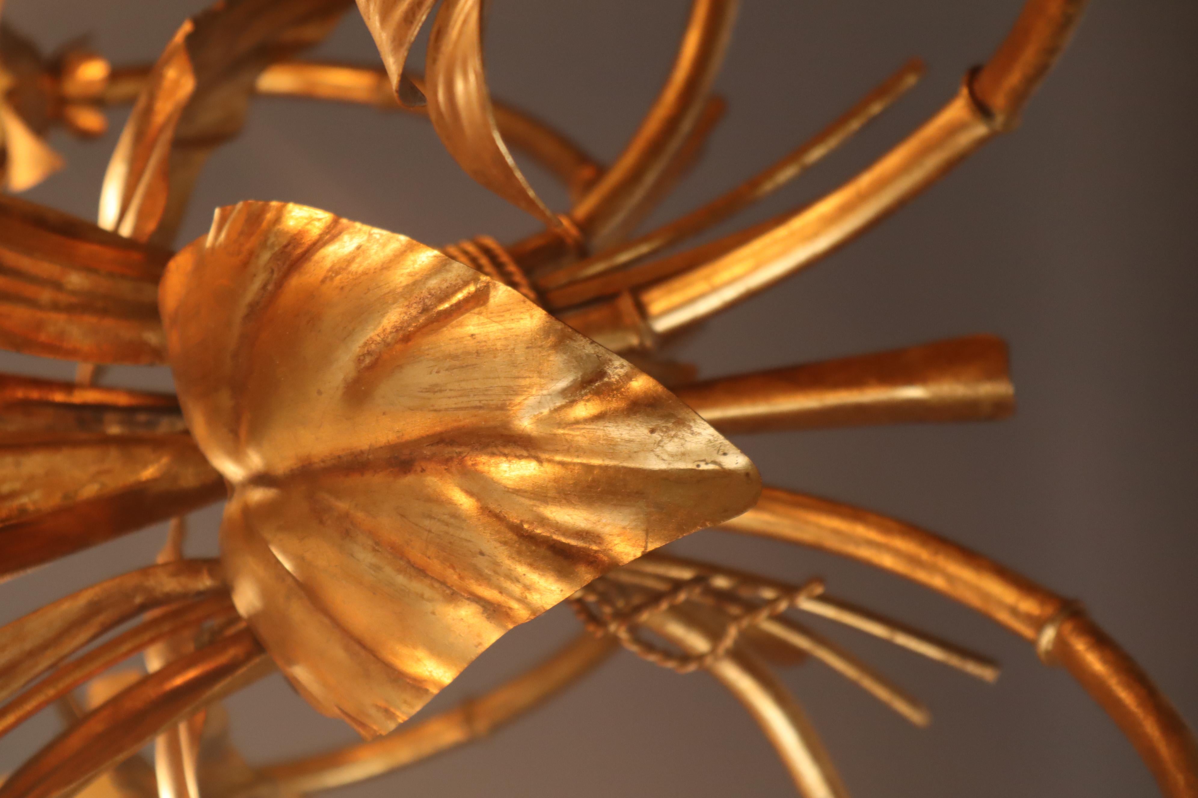 Araña Flower Calla Lilly en oro, años 70, de Hans Kögl Alemán en venta