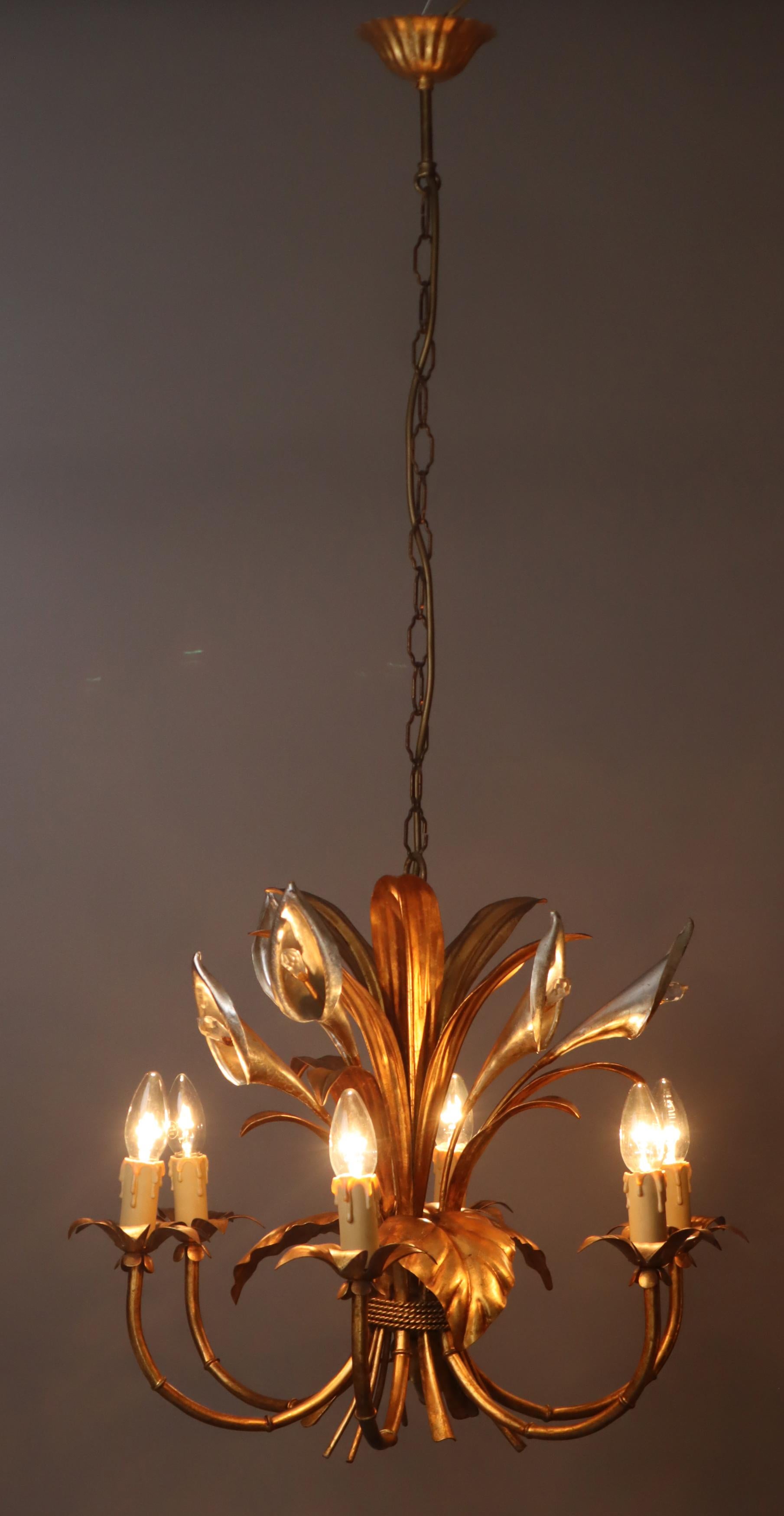 Araña Flower Calla Lilly en oro, años 70, de Hans Kögl finales del siglo XX en venta