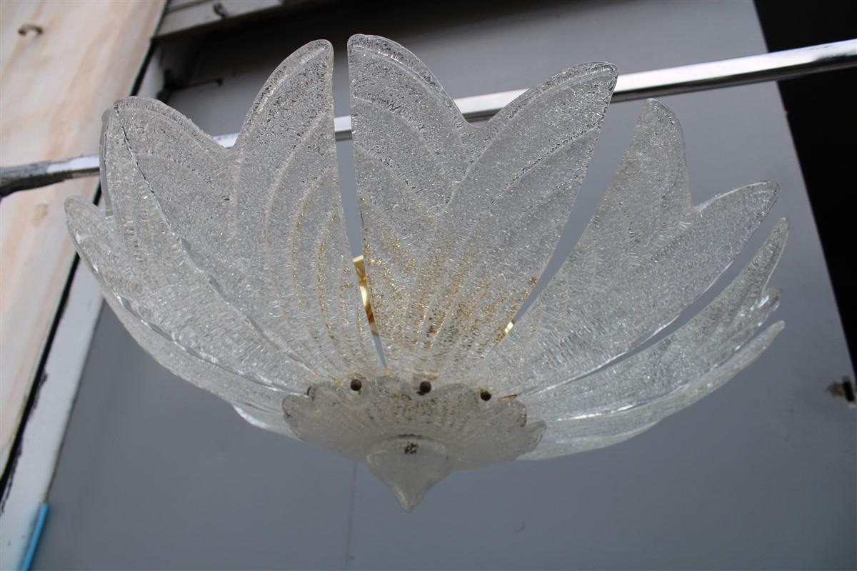 flower ceiling lamp in Murano glass and brass 1970 Italy