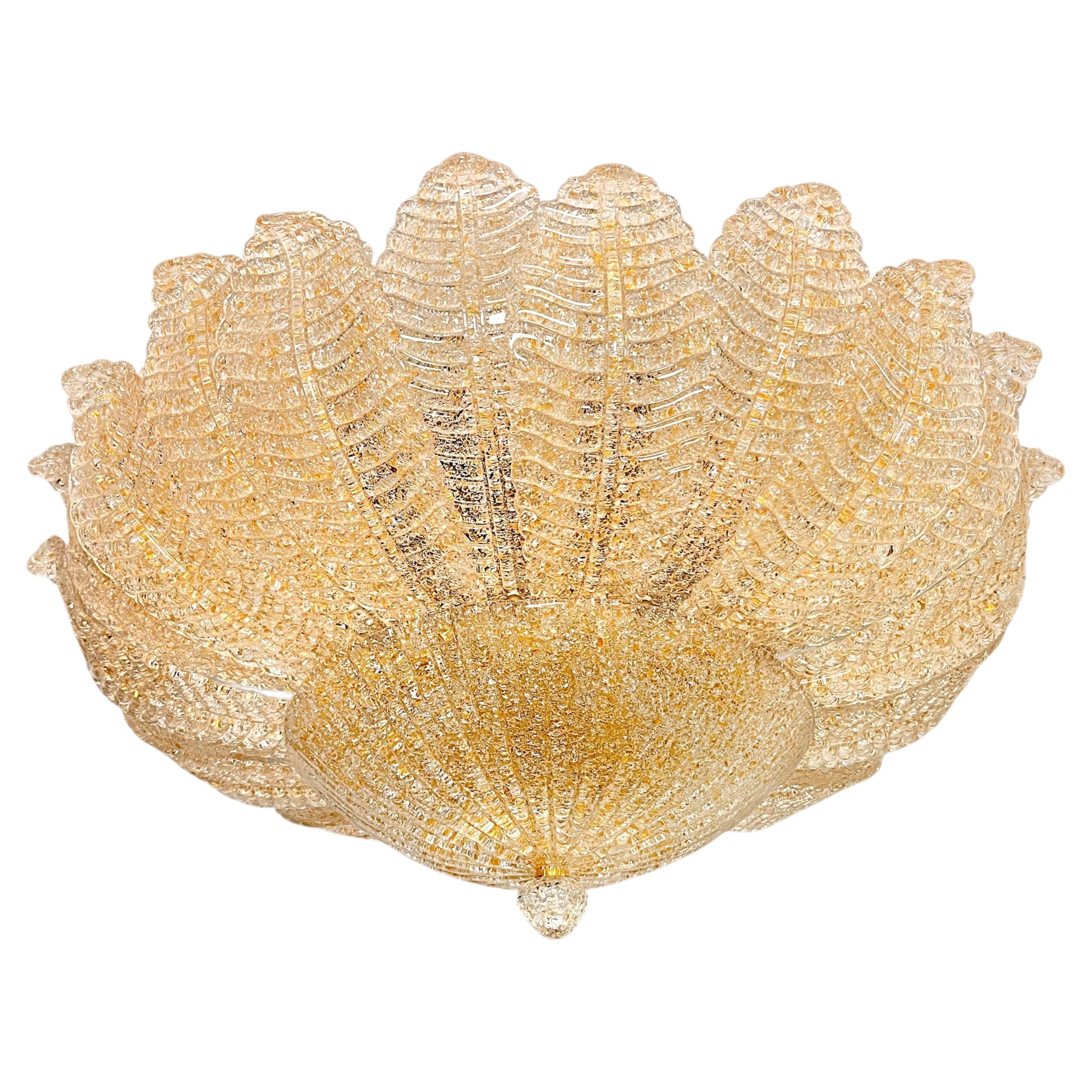 Flower Ceiling Lamp - Murano Art Glass - golden powder