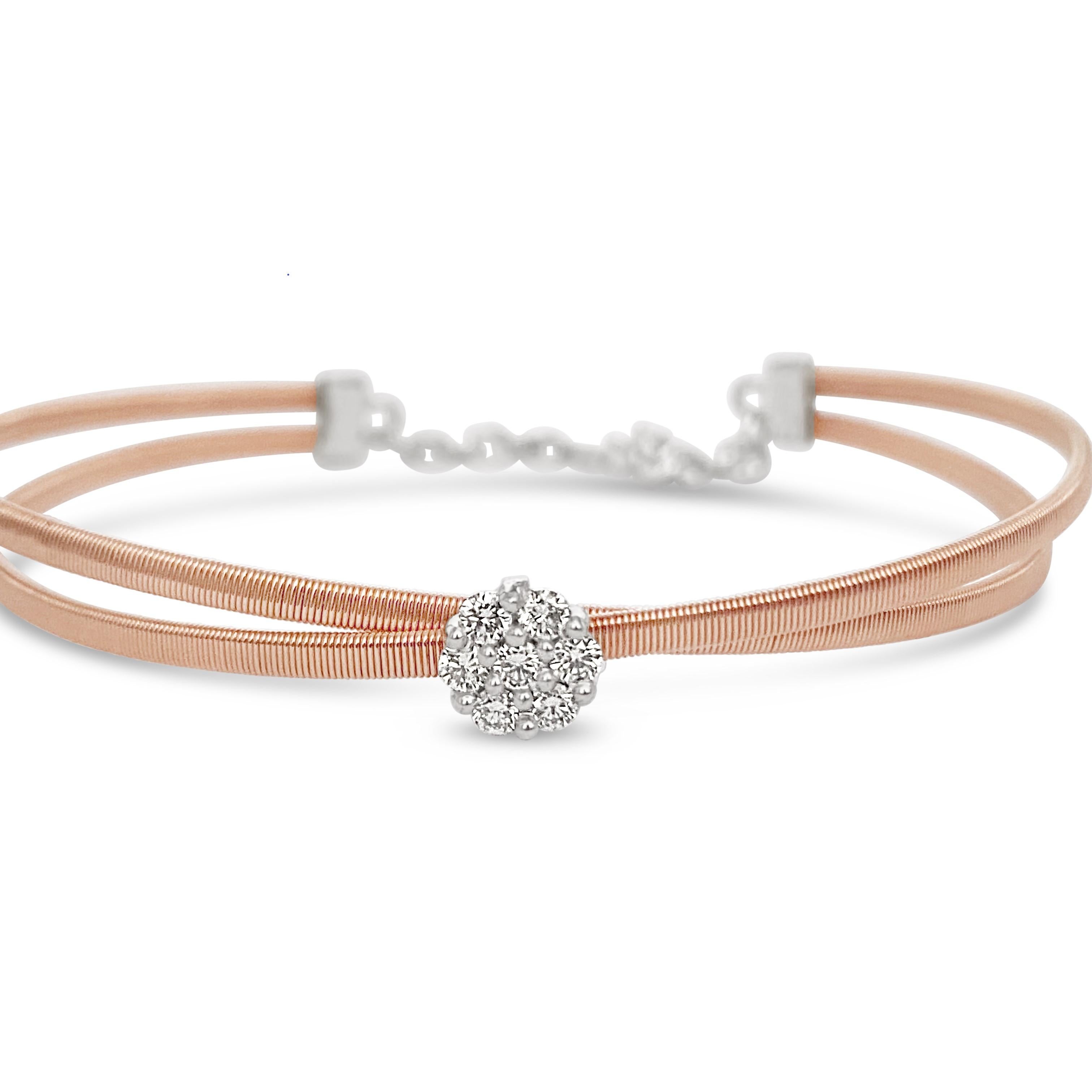 Introducing the Rose Bracelet, a delicate and enchanting accessory that adds a touch of elegance to your wrist. This bracelet features a total of 0.29 carats of glistening diamonds, meticulously set in a 14K white gold band. It's a timeless piece
