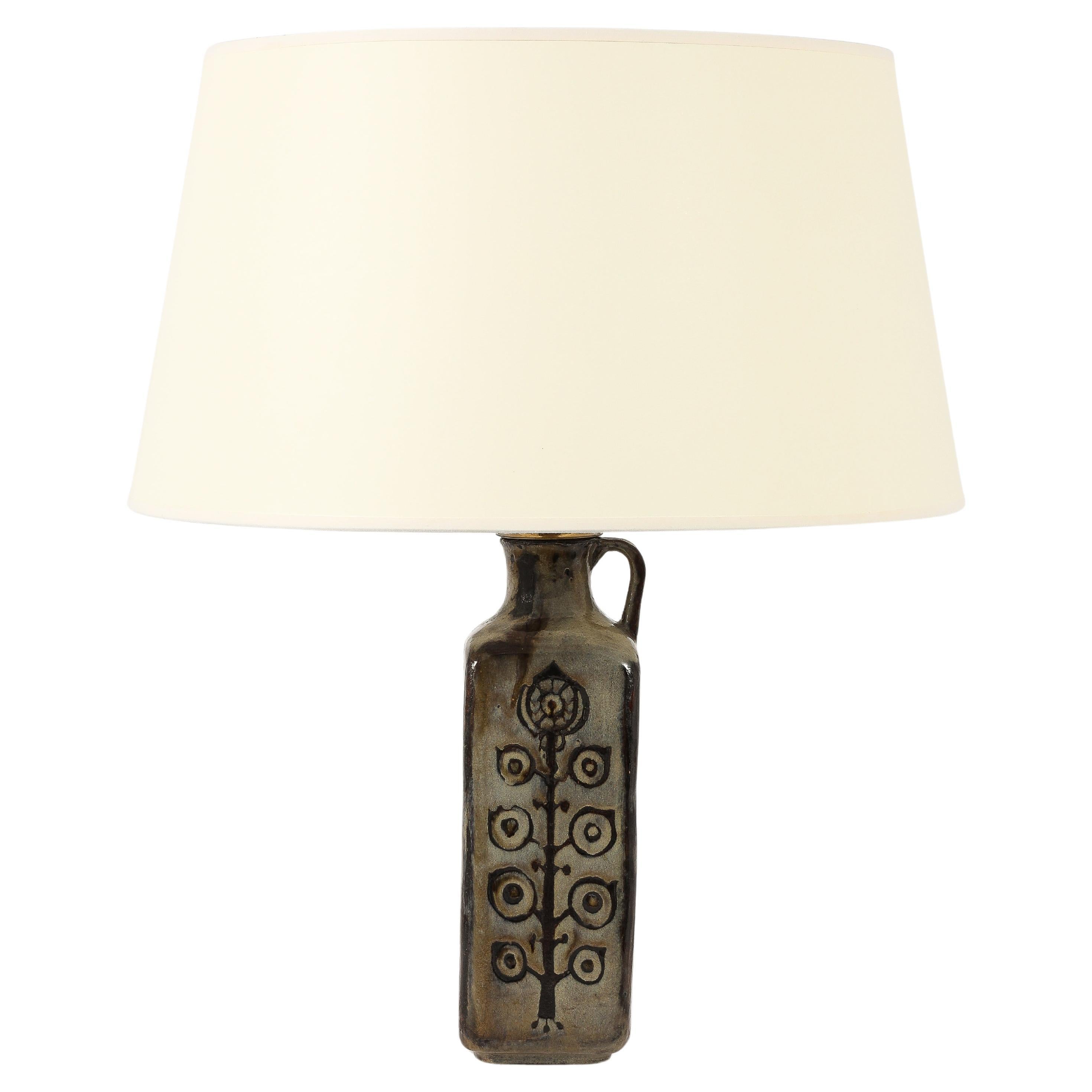 Flower Ceramic Table Lamp, France 1950's