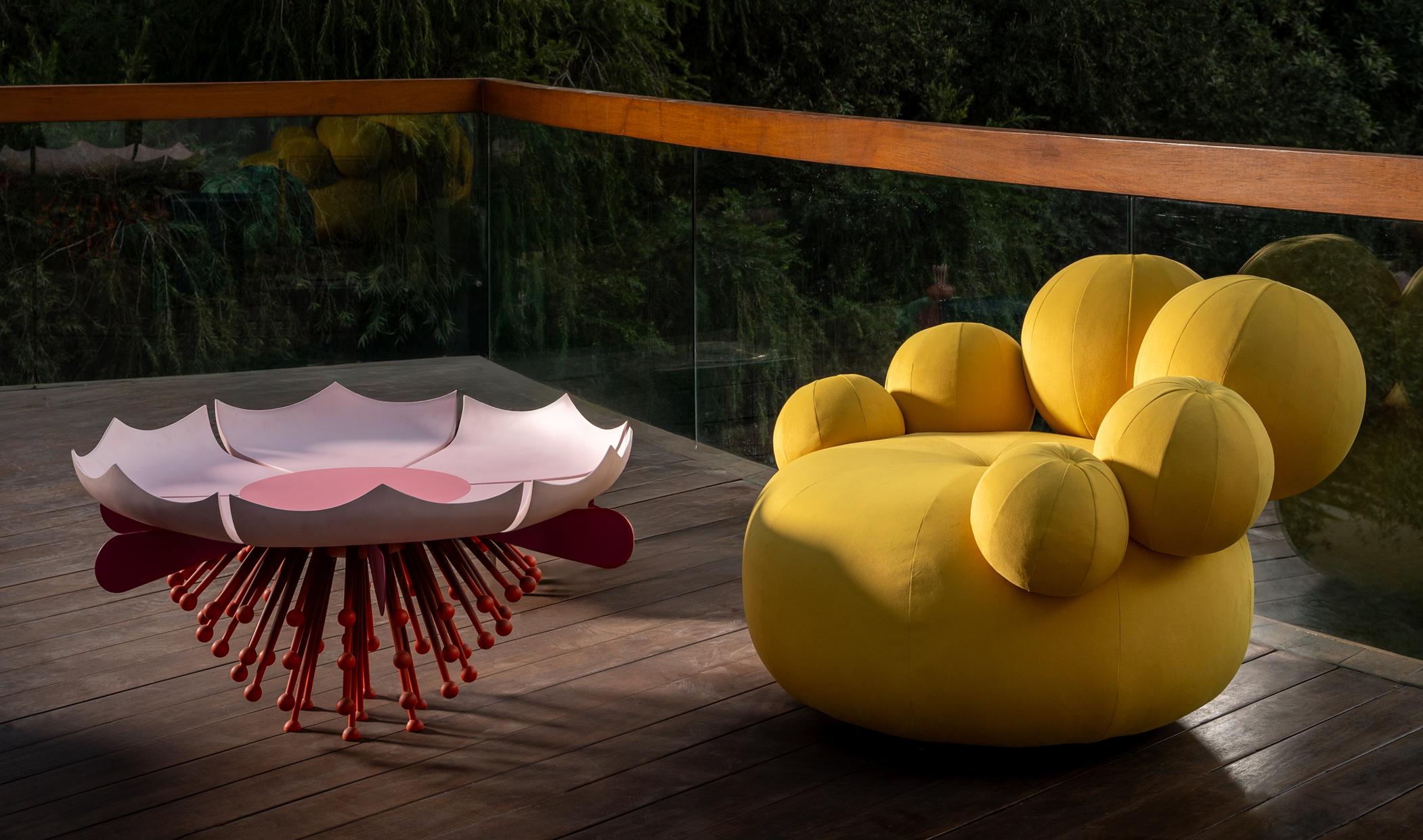 Flower Chair is a bulbous seat imagined as flower with globes that will tickle your imagination, fun luxurious and eye catching in any space. It comes in a range of colours which can be customised according to specifications 

What if nature’s