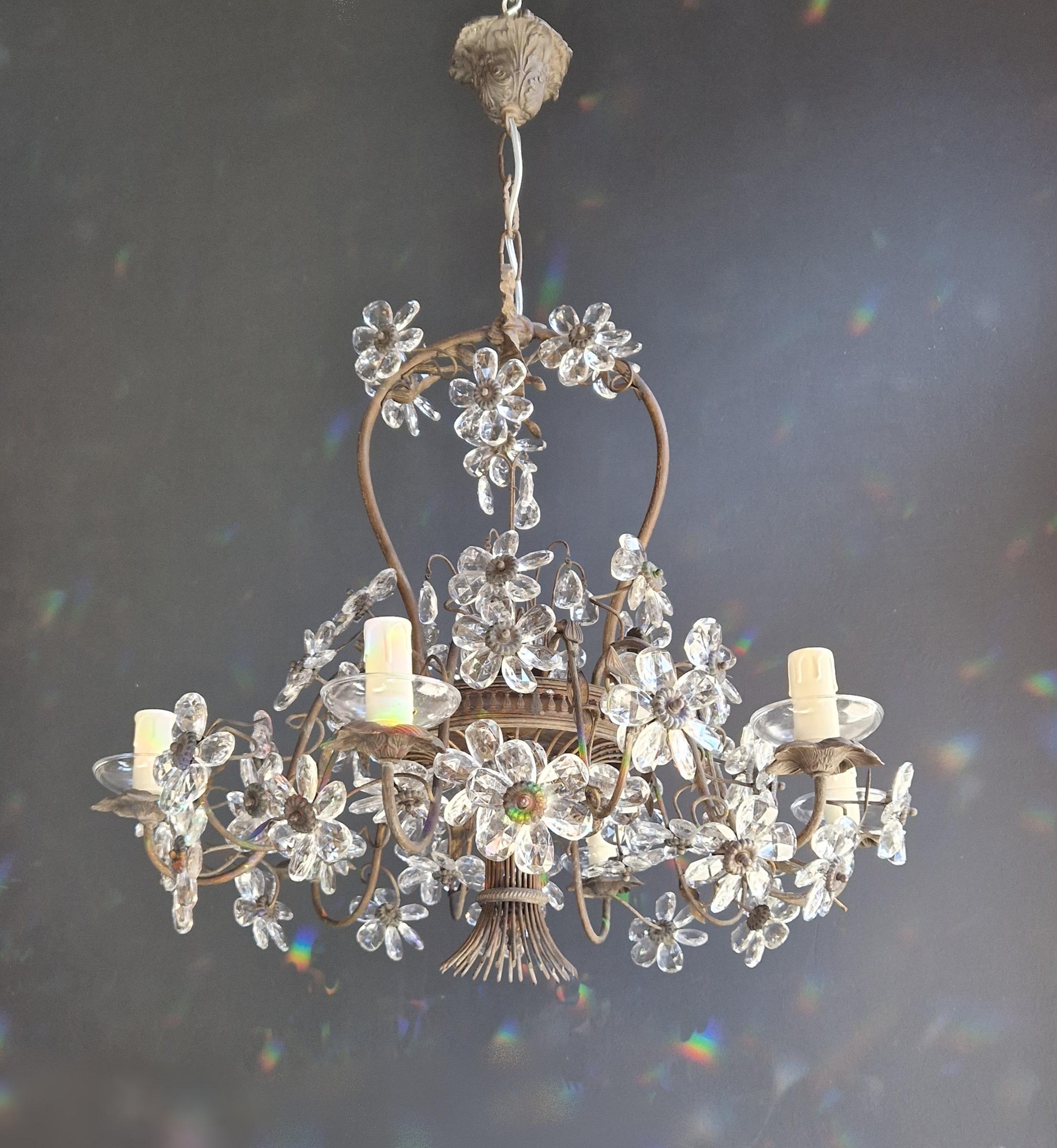Introducing our exquisite antique chandelier, lovingly and professionally restored in Berlin. The electrical wiring is compatible with the US, as it has been re-wired and is ready to hang. Rest assured, not a single crystal is missing, as the