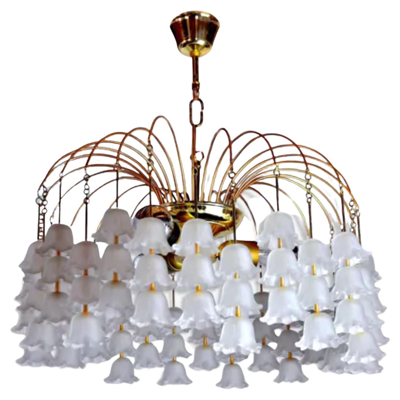 Italian Murano Glass Flower Chandelier For Sale at 1stDibs