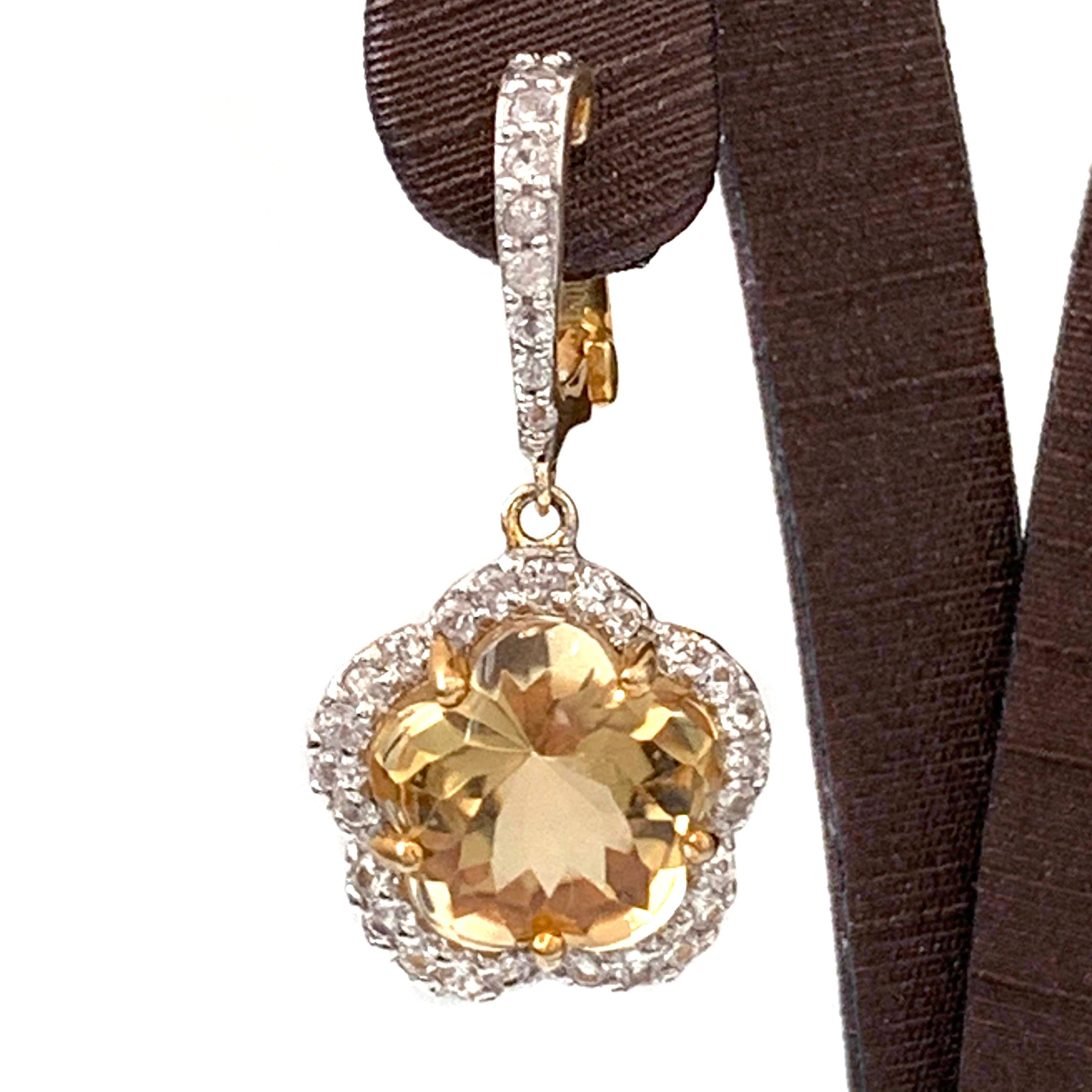 Flower Citrine and White Sapphire Earrings In New Condition In Los Angeles, CA