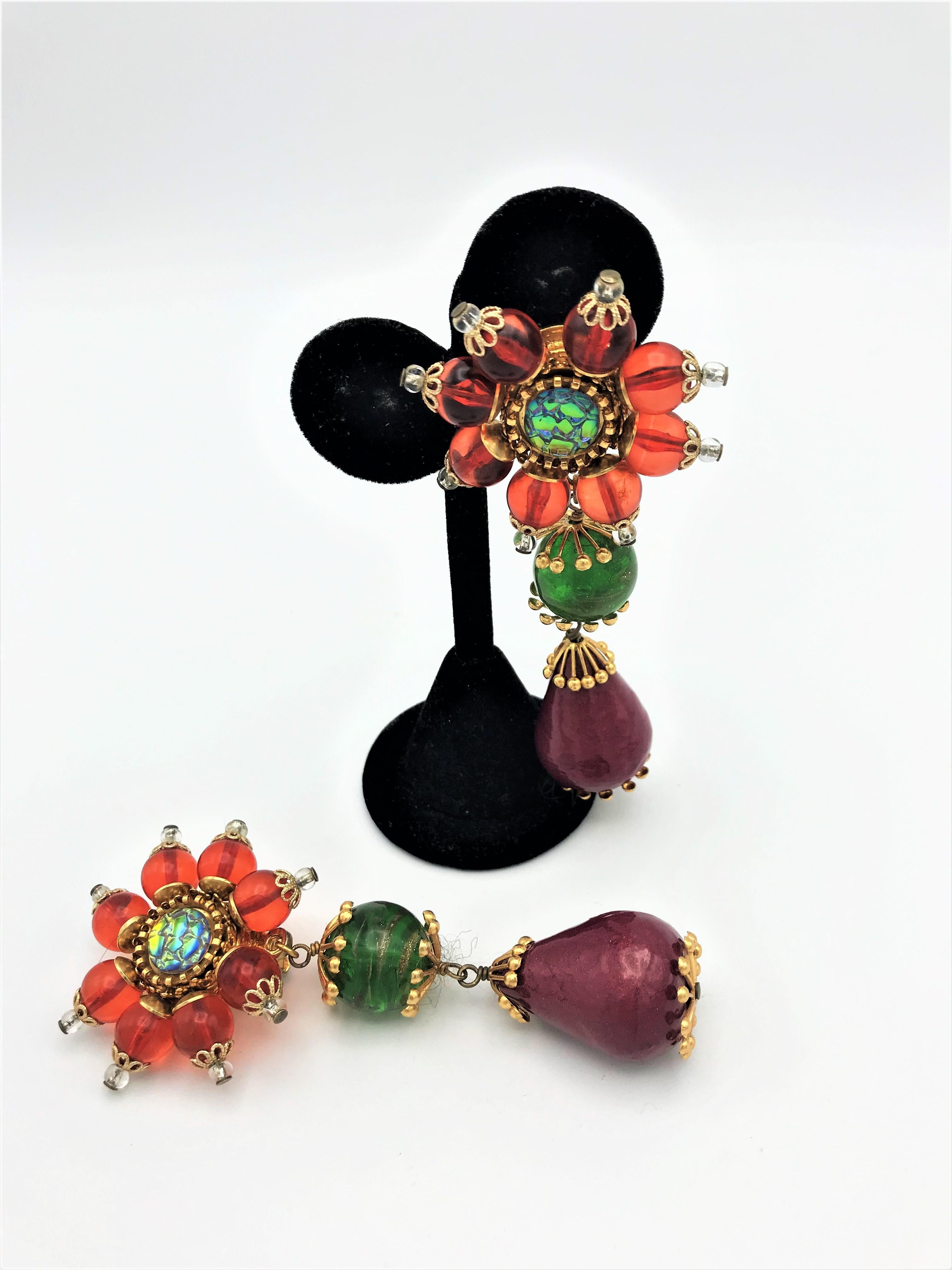 Flower clip-on earring by Christian Lacroix Paris, Resin  1990s For Sale 5