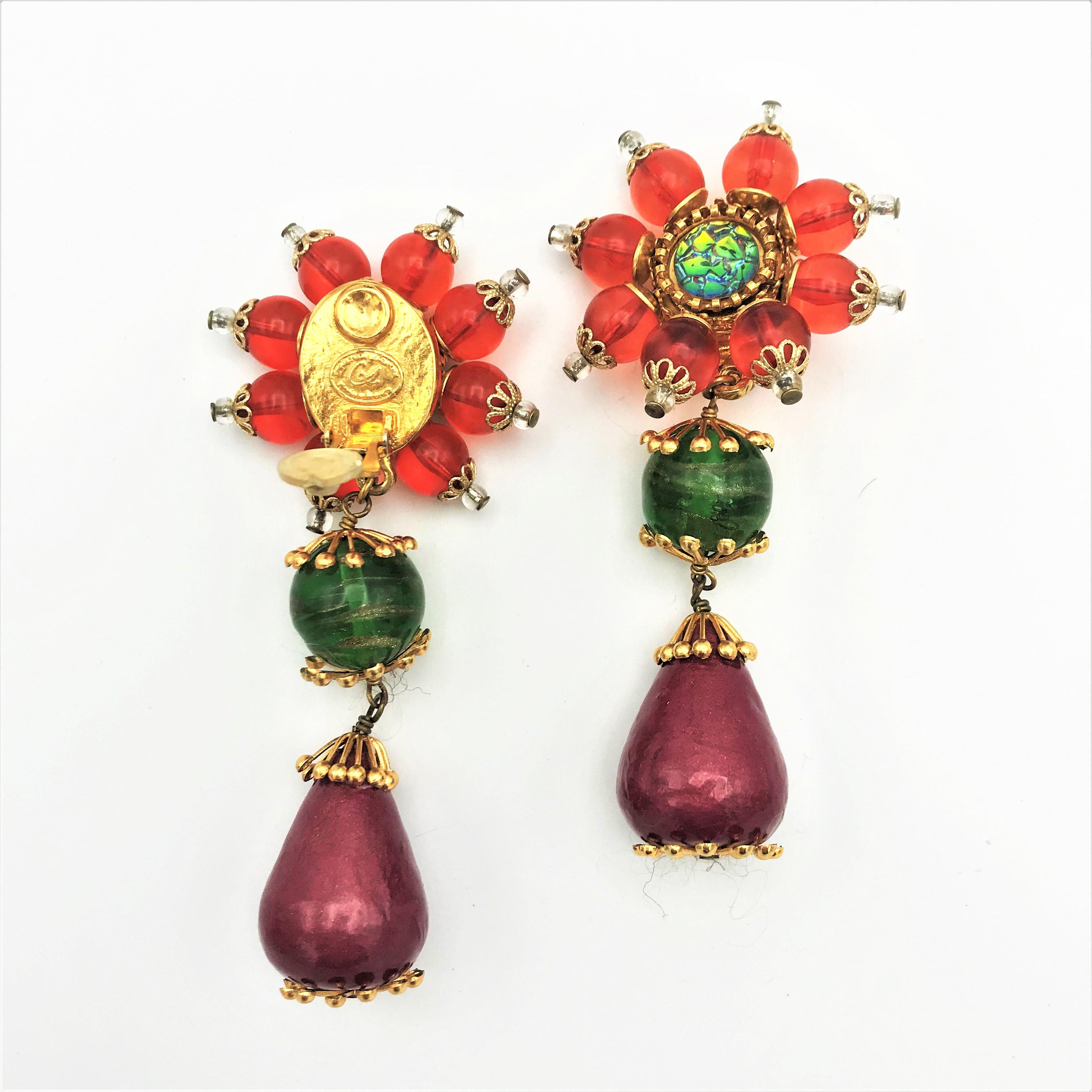 Flower clip-on earring by Christian Lacroix Paris, Resin  1990s For Sale 6