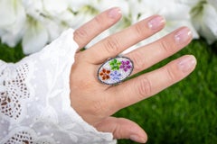 Blumen-Cluster-Ring Citrin Tansanit Rhodolith Chrom Diopside Topas Spinell