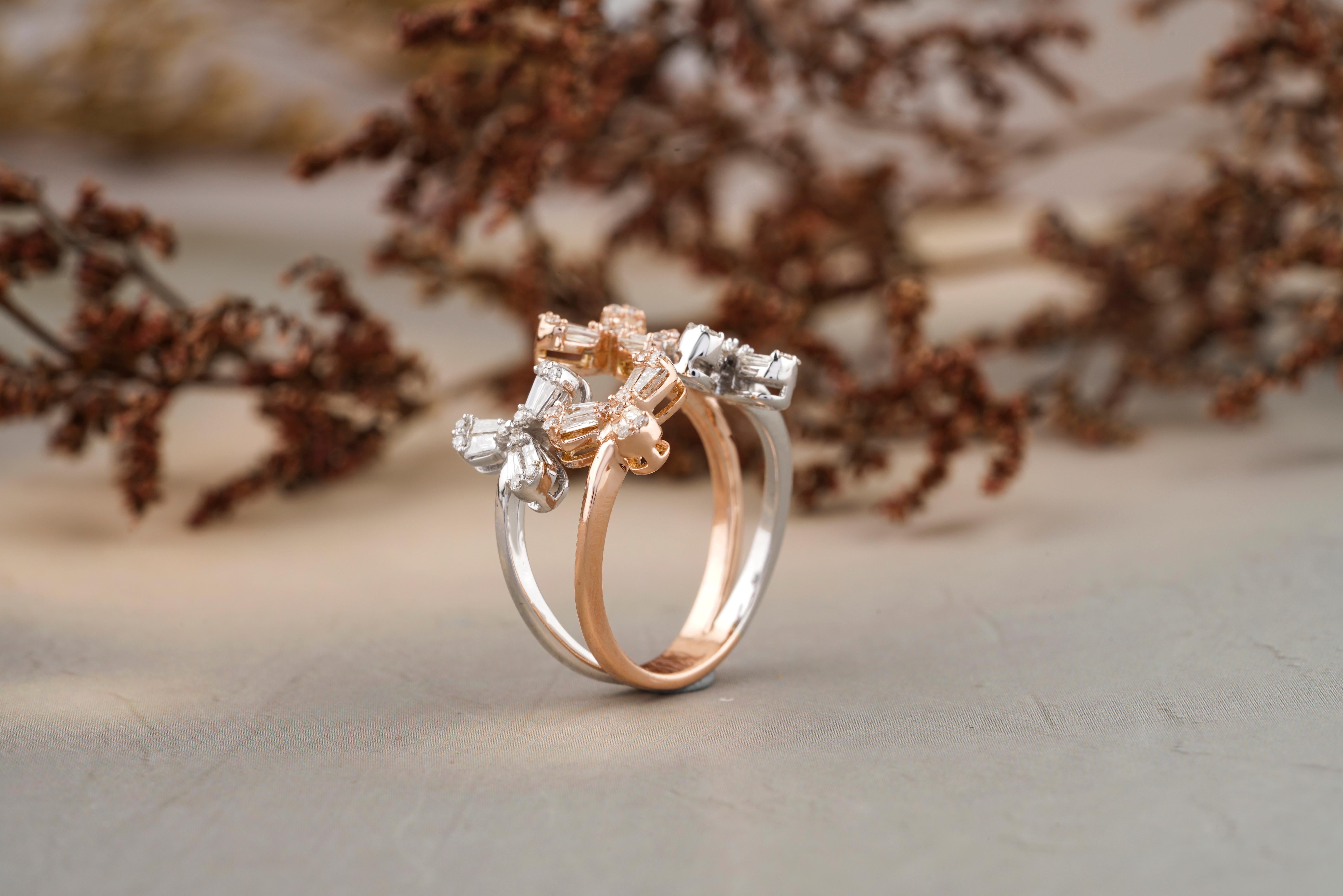 For Sale:  Flower Cocktail Ring in 18k Solid Gold 5