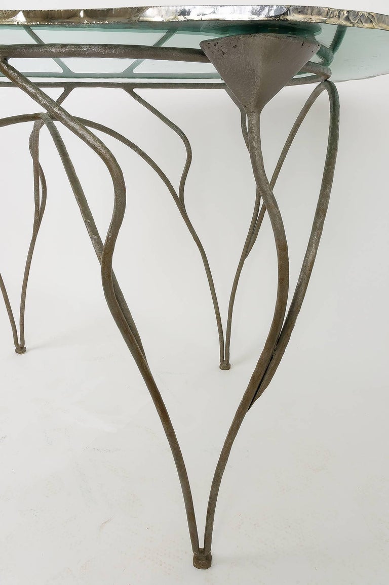 "Flower" contemporary vanity console table , flower shaped silvered