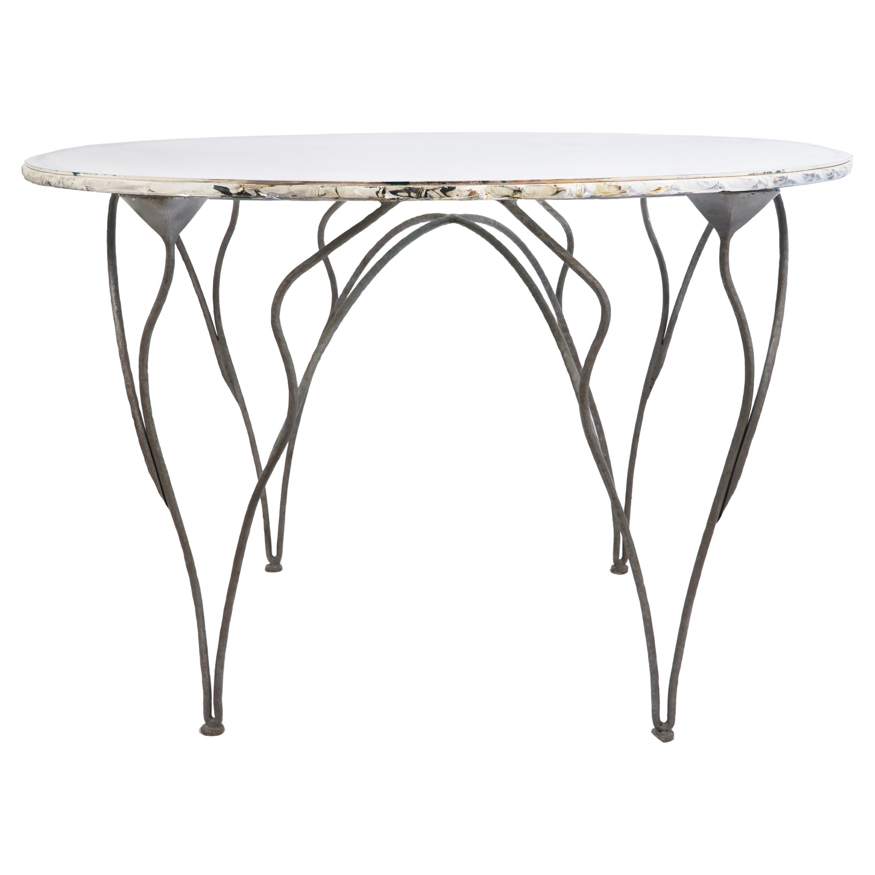 "Flower" contemporary vanity console table , silvered Glass, Decò sculpture legs