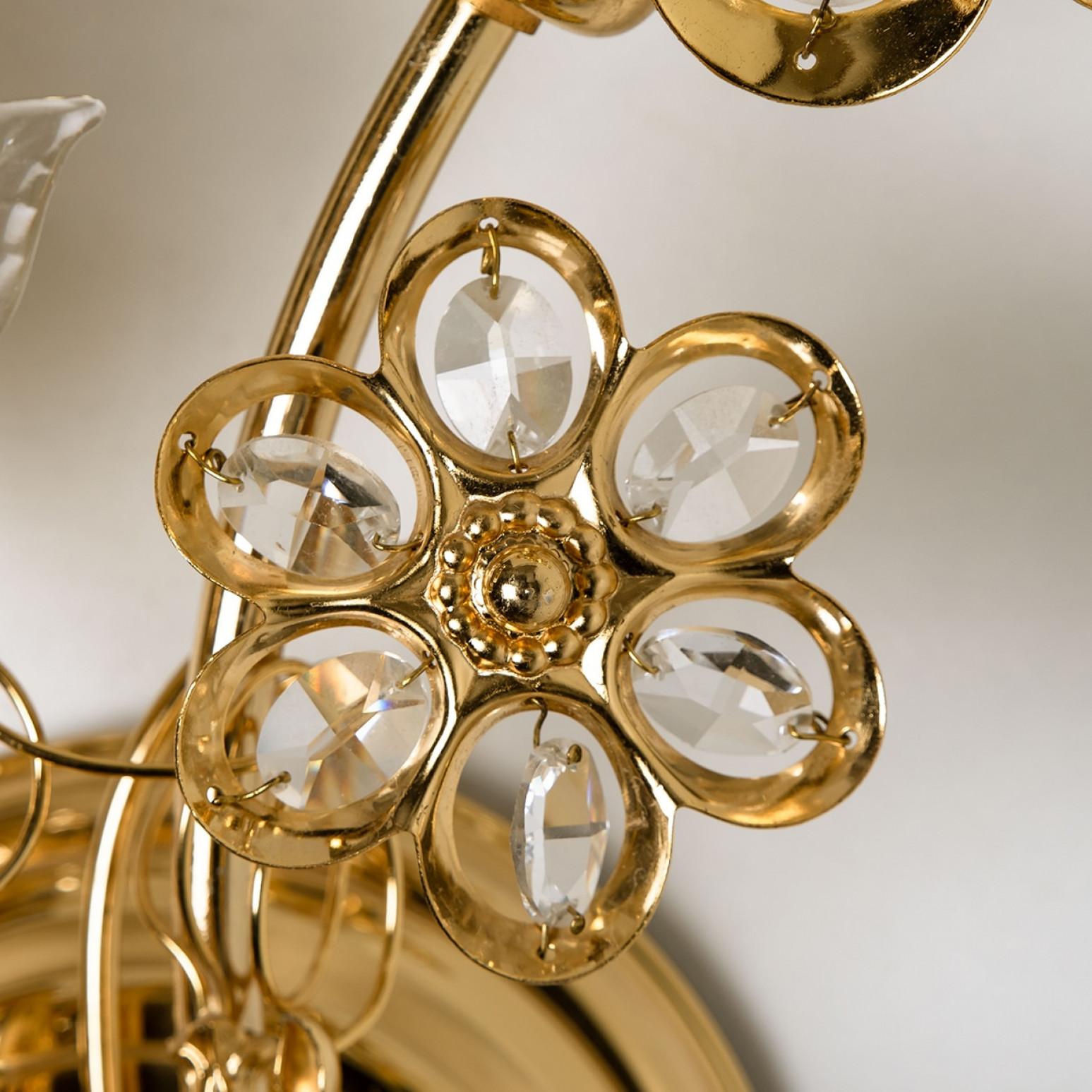 Flower Crystal and Brass Wall Lights or Sconces von Ernst Palme, Deutschland (Mitte des 20. Jahrhunderts) im Angebot
