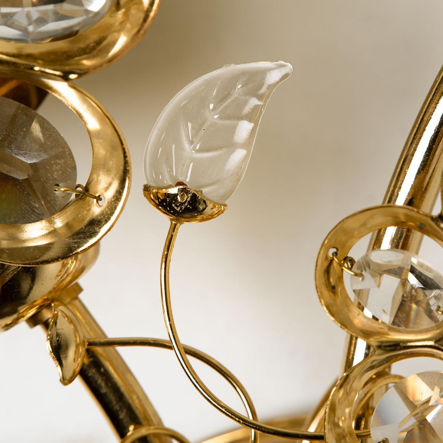Flower Crystal and Brass Wall Lights or Sconces von Ernst Palme, Deutschland im Angebot 1