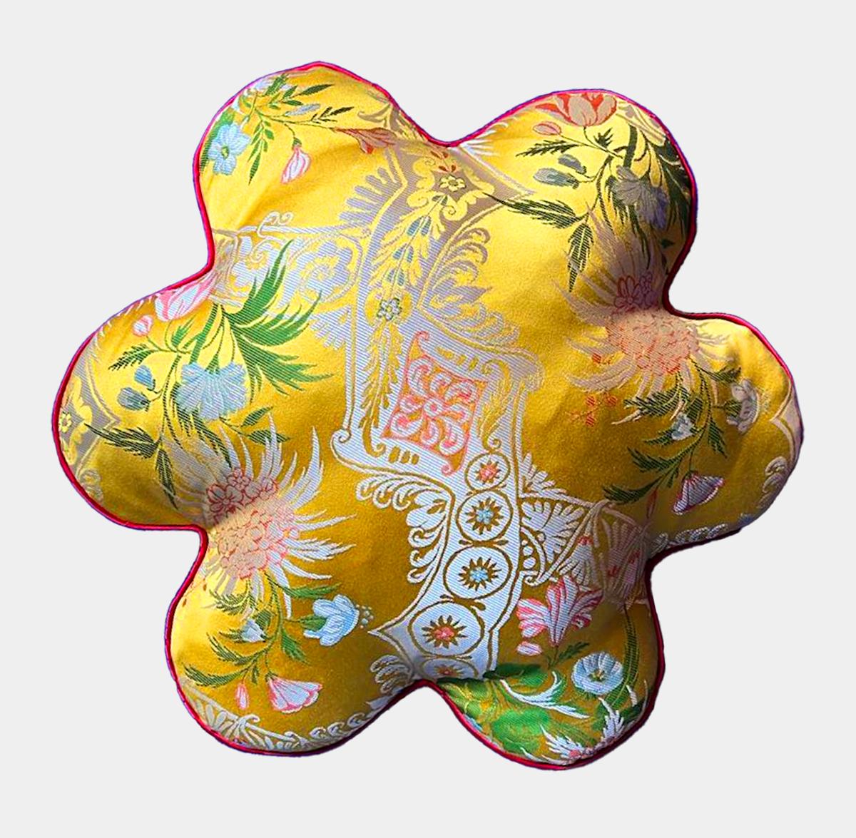 The Flower cushion, the result of a collaboration between Uchronia and the Prelle silk factory to coincide with the 