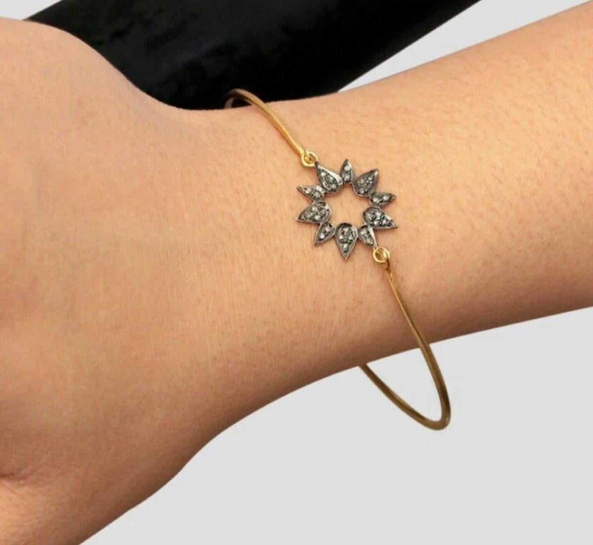 Flor Pulsera Delicada Pave Diamante 925 Plata Pulsera de Diamantes Regalo de Aniversario en Nuevo estado para la venta en Chicago, IL