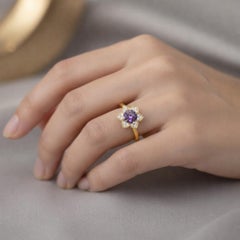 Flower design 14k gold engagement ring