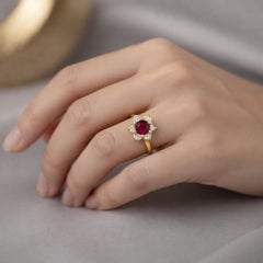 Flower design 14k gold engagement ring