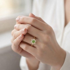 Flower design 14k gold engagement ring