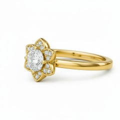 Flower design 14k gold engagement ring