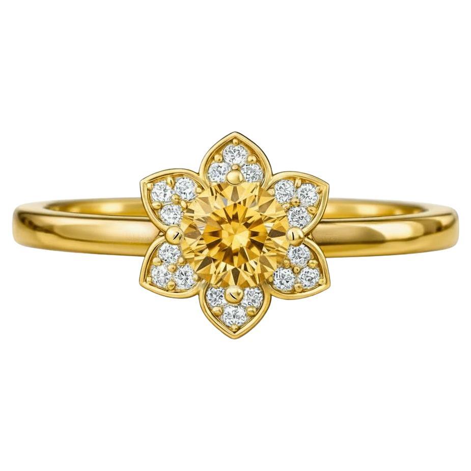 Verlobungsring mit Blumenmuster aus 14k Gold