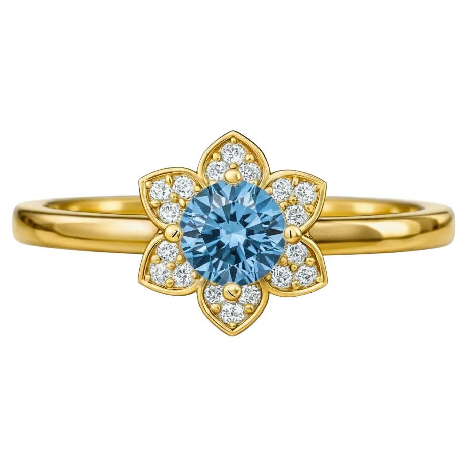 Flower design 14k gold engagement ring
