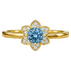 Flower design 14k gold engagement ring