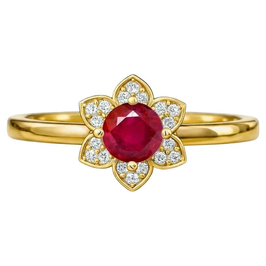 Bague de fiançailles en or 14k à motif de fleur