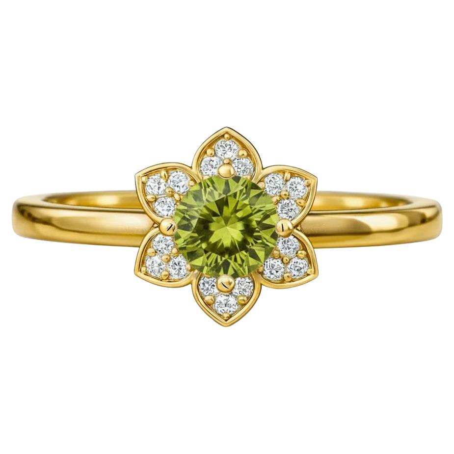 Bague de fiançailles en or 14k à motif de fleur