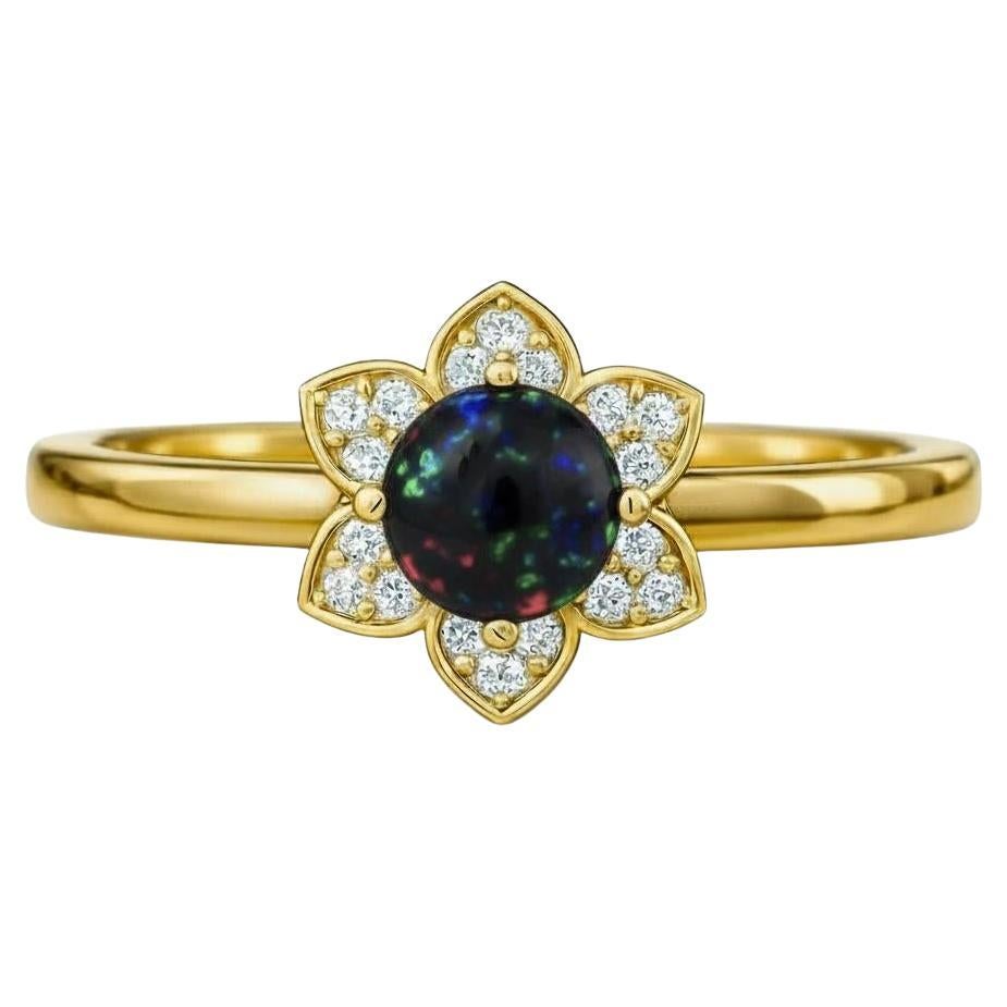 Flower design 14k gold engagement ring