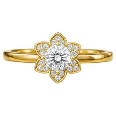 Verlobungsring mit Blumenmuster aus 14k Gold