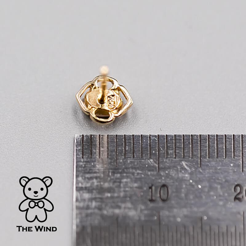 Arts and Crafts Flower Design Australian Solid Opal Stud Earrings 14k Yellow Gold For Sale