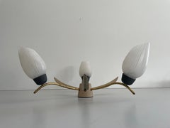 Flower Design Brass and Glass 3-armed Sputnik Ceiling Lamp, 1950s, Germany